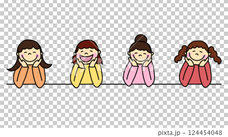 女孩用手肘支撐身體的插圖 女孩用手肘支撐身體的插圖 124454048