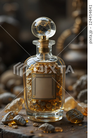 ladan, arabian bahur, wooden resin with smoke. perfumery and lifestyle concept. Ai generated 124454641