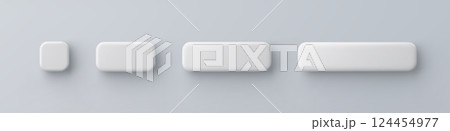 3d vector white plastic rounded rectangle button on gray background. Realistic minimal icon with shadow. 124454977