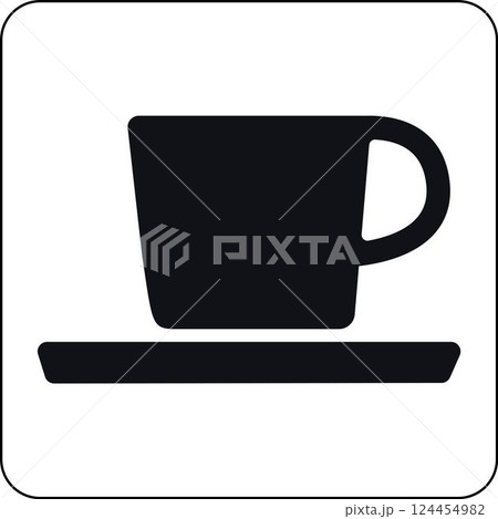 Minimalist Coffee Cup Icon with Saucer Outline 124454982