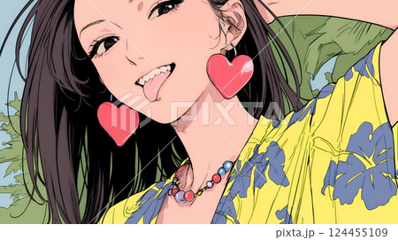 舌を出して陽気におどけている若い女性