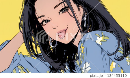 舌を出して陽気におどけている若い女性