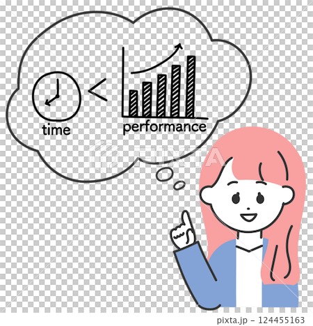 Illustration of Taipa Time Performance A female office worker is explaining about Taipa 124455163