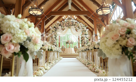 優雅な屋内ウェディング会場の華やかな装飾 優雅な屋内ウェディング会場の華やかな装飾 124455212