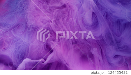 Mist swirl. Smooth haze. Violet purple marble smoke paint texture flow in art liquid. Abstract fume blend spread abstract background. 124455421