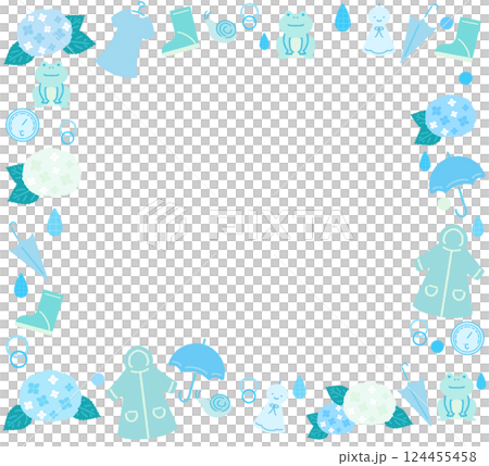 梅雨のスクエアフレーム 青色 シンプルカラー 124455458