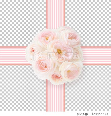 Gift box, bouquet, ribbon, frame, illustration background, Mother's Day, cute photo in pale pink, pastel colors 124455573