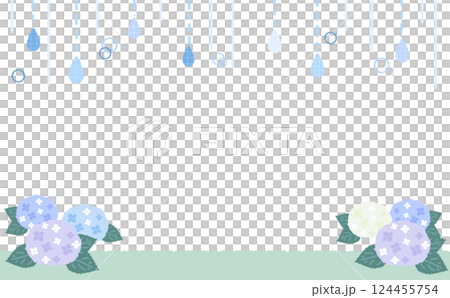 紫陽花と雨のフレーム飾り 124455754