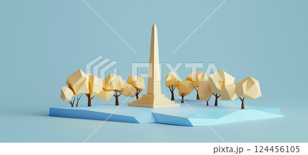 Washington Monument. 3D rendering of Washington Monument simple low poly origami style, web banner with copy space Washington Monument. 3D rendering of Washington Monument simple low poly origami style, web banner with copy space 124456105