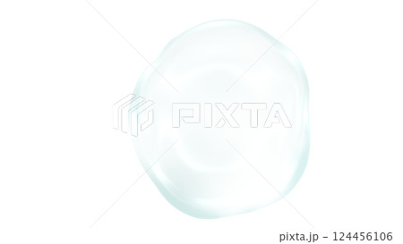 透明感ジェル状球体バブル泡イラスト素材　水色　背景白　png透過 124456106