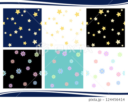 星空とお花のシームレスパターン6種セット 124456414