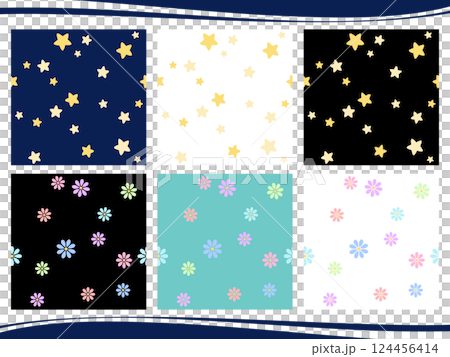 星空とお花のシームレスパターン6種セット 124456414