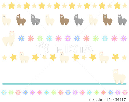 ゆるかわいいアルパカのラインセット 124456417