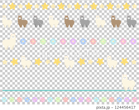 ゆるかわいいアルパカのラインセット 124456417