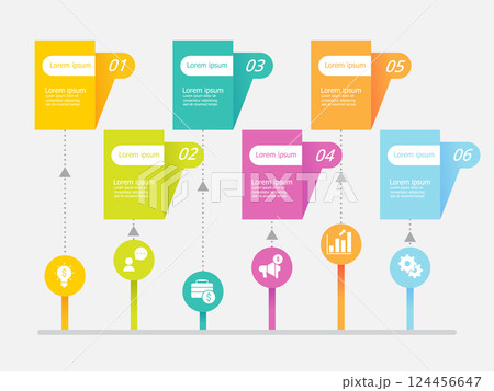business steps timeline infographics element for background, presentation, report 124456647