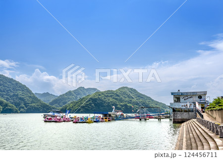 夏の相模湖　スワンボート　神奈川県 124456711