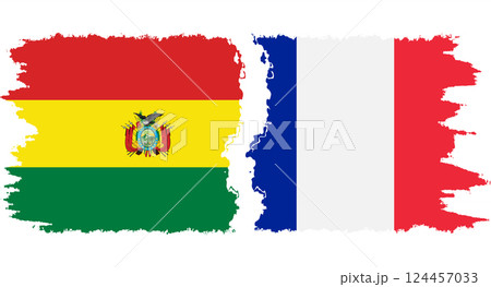 France and Bolivia grunge flags connection vector 124457033