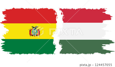Hungary and Bolivia grunge flags connection vector 124457055