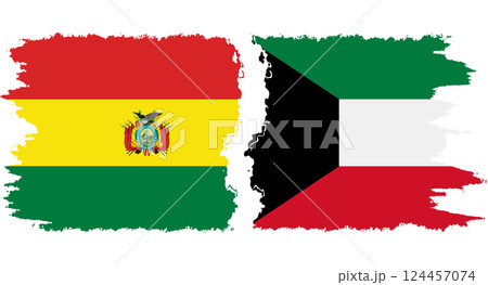 Kuwait and Bolivia grunge flags connection vector 124457074