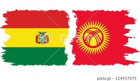 Kyrgyzstan and Bolivia grunge flags connection vector 124457075