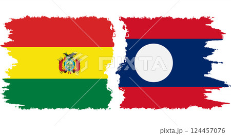 Laos and Bolivia grunge flags connection vector 124457076