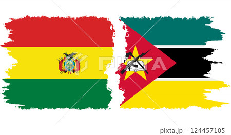Mozambique and Bolivia grunge flags connection vector Mozambique and Bolivia grunge flags connection vector 124457105