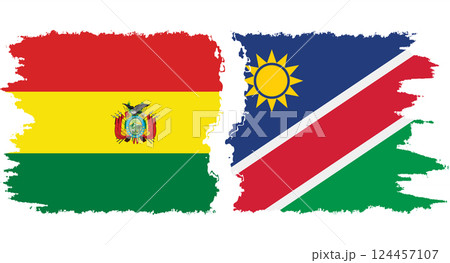 Namibia and Bolivia grunge flags connection vector 124457107