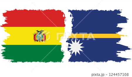 Nauru and Bolivia grunge flags connection vector 124457108