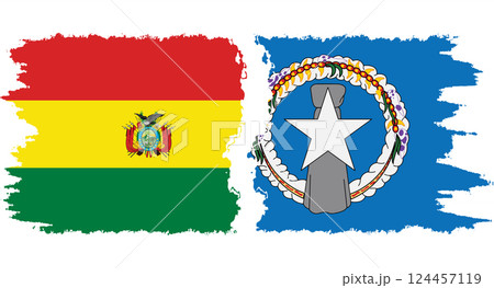 Northern Mariana Islands and Bolivia grunge flags connection vector Northern Mariana Islands and Bolivia grunge flags connection vector 124457119