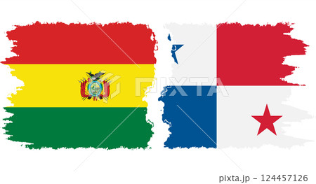 Panama and Bolivia grunge flags connection vector 124457126