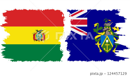 Pitcairn Islands and Bolivia grunge flags connection vector 124457129