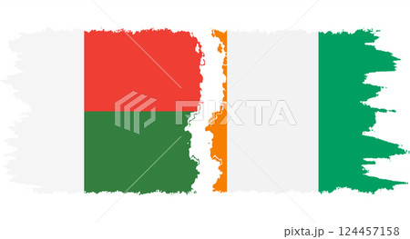 Ivory Coast and Madagascar grunge flags connection vector 124457158