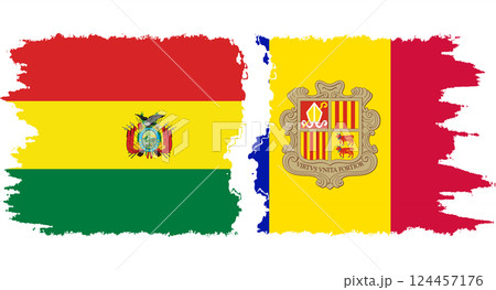 Andorra and Bolivia grunge flags connection vector 124457176