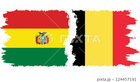 Belgium and Bolivia grunge flags connection vector 124457191