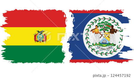 Belize and Bolivia grunge flags connection vector 124457192