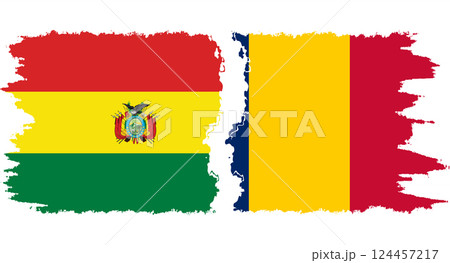 Chad and Bolivia grunge flags connection vector 124457217