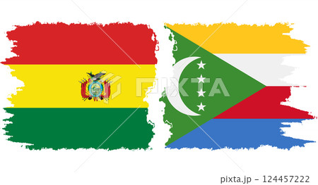 Comoros and Bolivia grunge flags connection vector 124457222