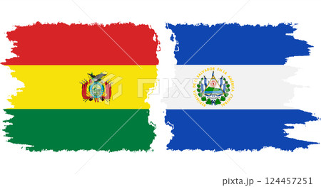 El Salvador and Bolivia grunge flags connection vector El Salvador and Bolivia grunge flags connection vector 124457251