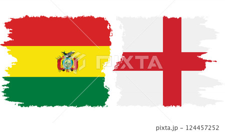 England and Bolivia grunge flags connection vector 124457252