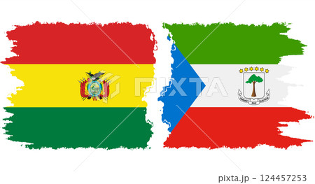 Equatorial Guinea and Bolivia grunge flags connection vector 124457253