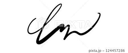 Handwritten signature name sign with random letter forms. Fake autograph for contract or document use. Flat vector illustration isolated on white background. 124457286