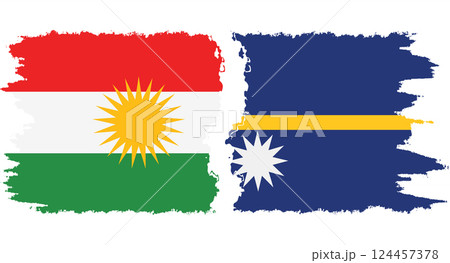 Nauru and Kurdistan grunge flags connection vector 124457378