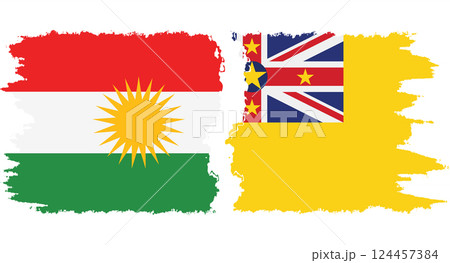 Niue and Kurdistan grunge flags connection vector 124457384