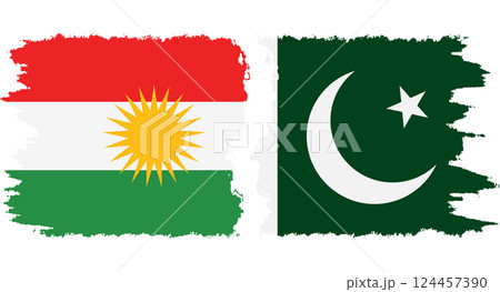 Pakistan and Kurdistan grunge flags connection vector Pakistan and Kurdistan grunge flags connection vector 124457390