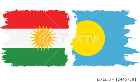 Palau and Kurdistan grunge flags connection vector Palau and Kurdistan grunge flags connection vector 124457391