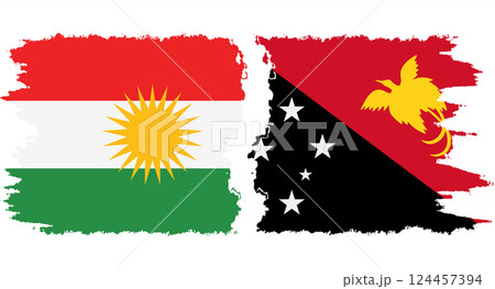 Papua New Guinea and Kurdistan grunge flags connection vector 124457394