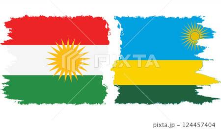 Rwandan and Kurdistan grunge flags connection vector Rwandan and Kurdistan grunge flags connection vector 124457404