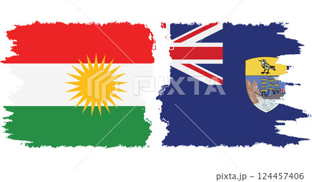 Saint Helena and Kurdistan grunge flags connection vector Saint Helena and Kurdistan grunge flags connection vector 124457406