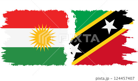 Saint Kitts and Nevis and Kurdistan grunge flags connection vector Saint Kitts and Nevis and Kurdistan grunge flags connection vector 124457407