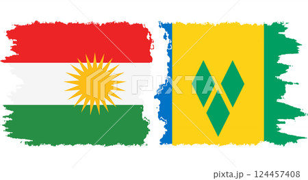 Saint Vincent and the Grenadines and Kurdistan grunge flags connection Saint Vincent and the Grenadines and Kurdistan grunge flags connection 124457408